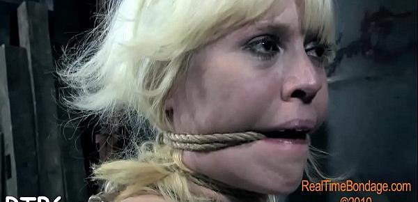  Caged hotty removes her glamorous clothings in captivity